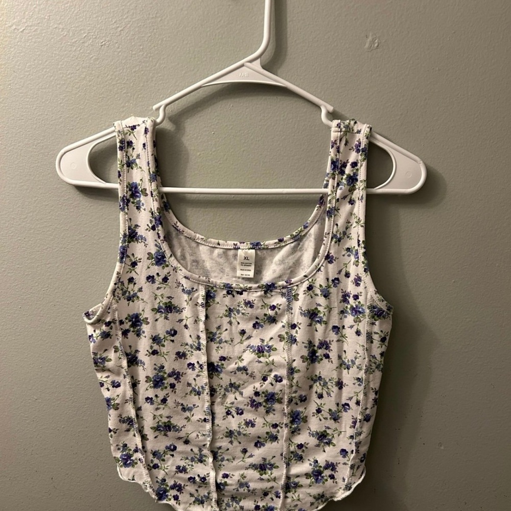 Source Unknown Cream Fitted Ribbed Tank Top